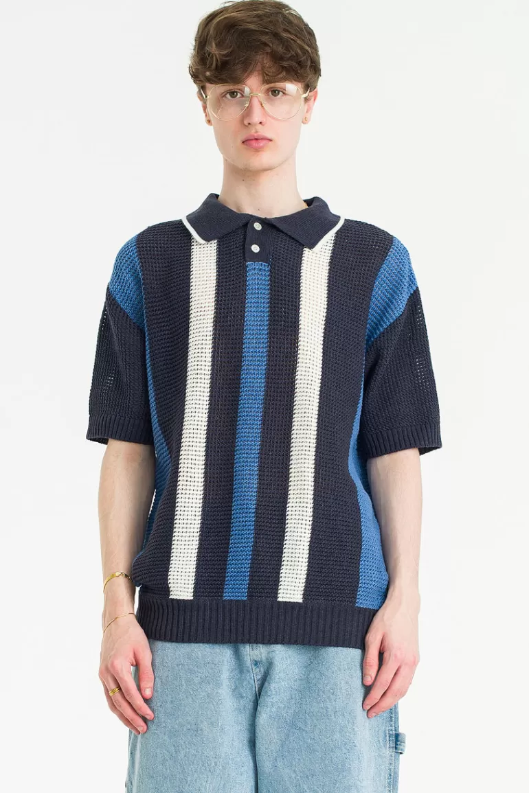 Men Olive Clothing Menswear | Yoto Stripe Polo, Navy