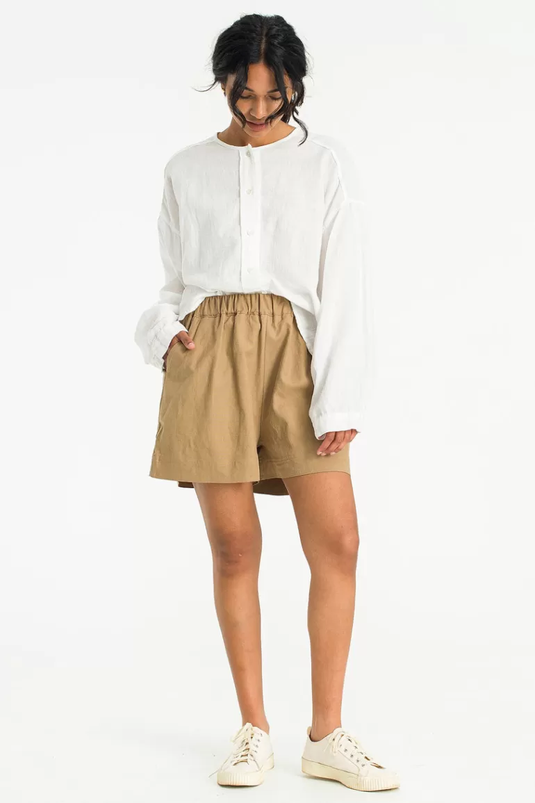 Women Olive Clothing Mina Linen Short, Brown