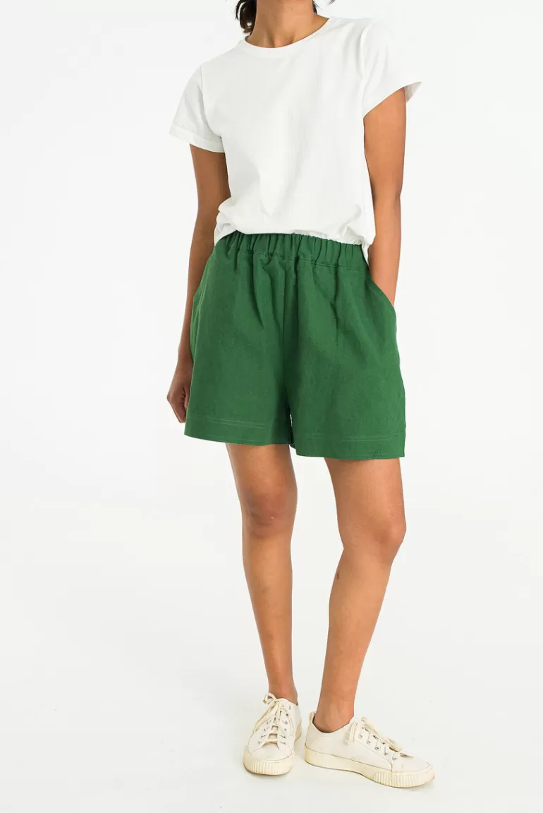 Women Olive Clothing Mina Linen Short, Green