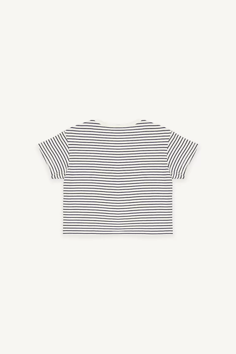 Kids Olive Clothing Mini Olive | Boat Neck Stripe Tee, Ivory/Black