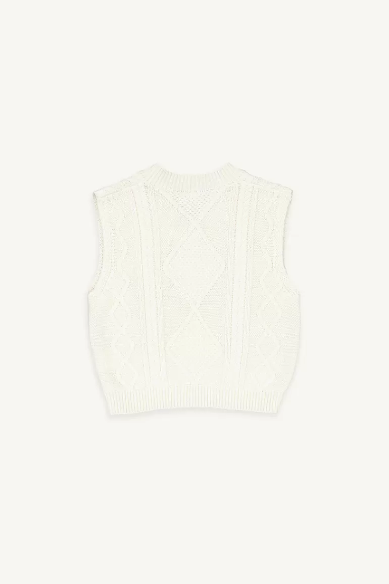 Kids Olive Clothing Mini Olive | Cable Vest, Ivory