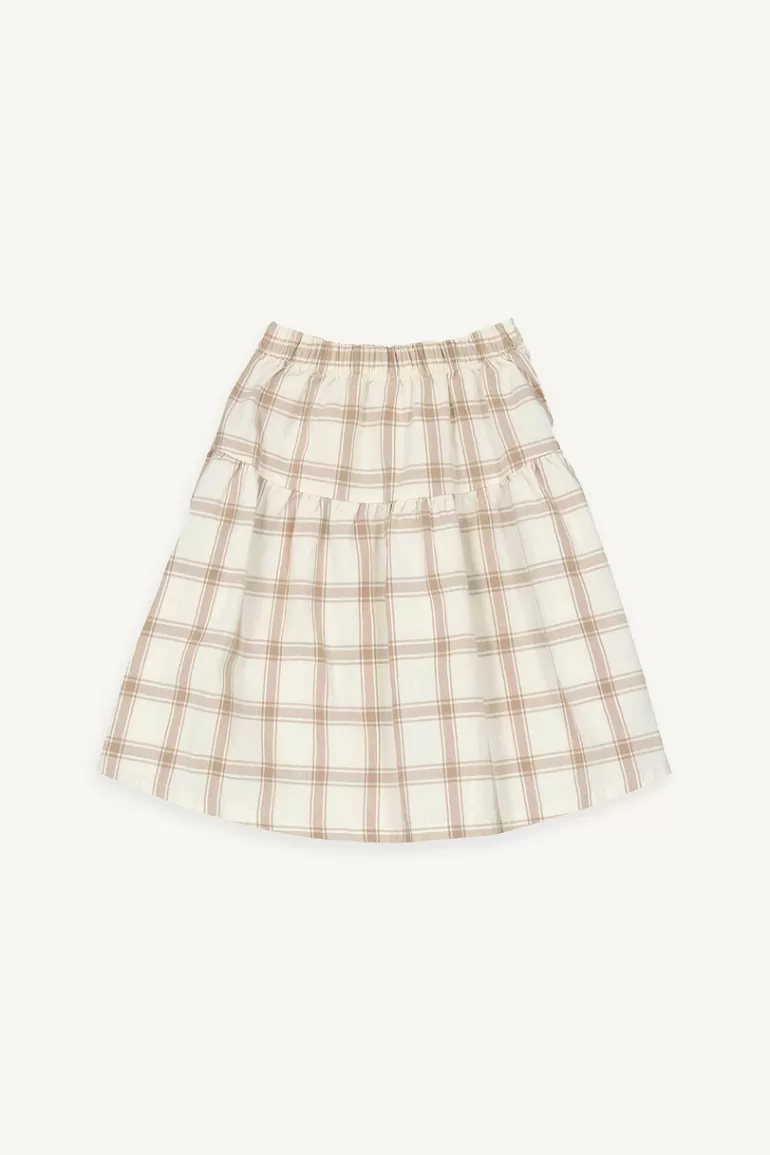 Kids Olive Clothing Mini Olive | Check Mid Length Band Skirt, Beige