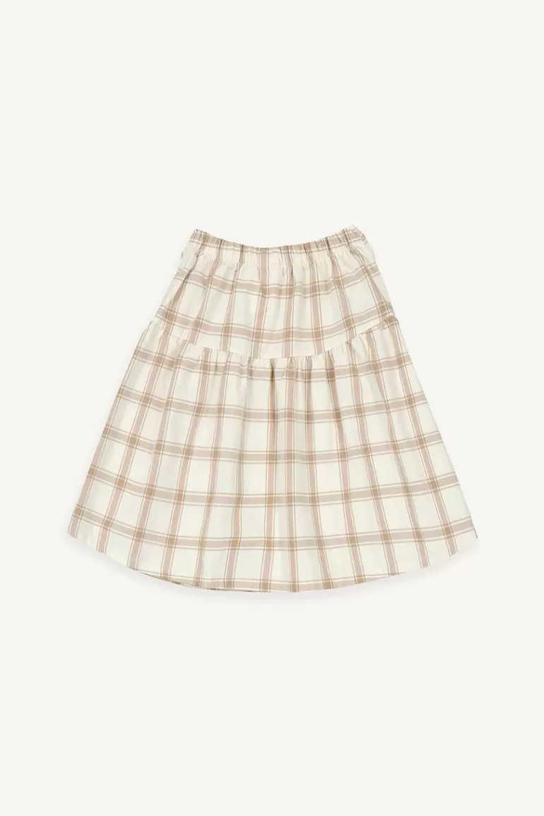 Kids Olive Clothing Mini Olive | Check Mid Length Band Skirt, Beige