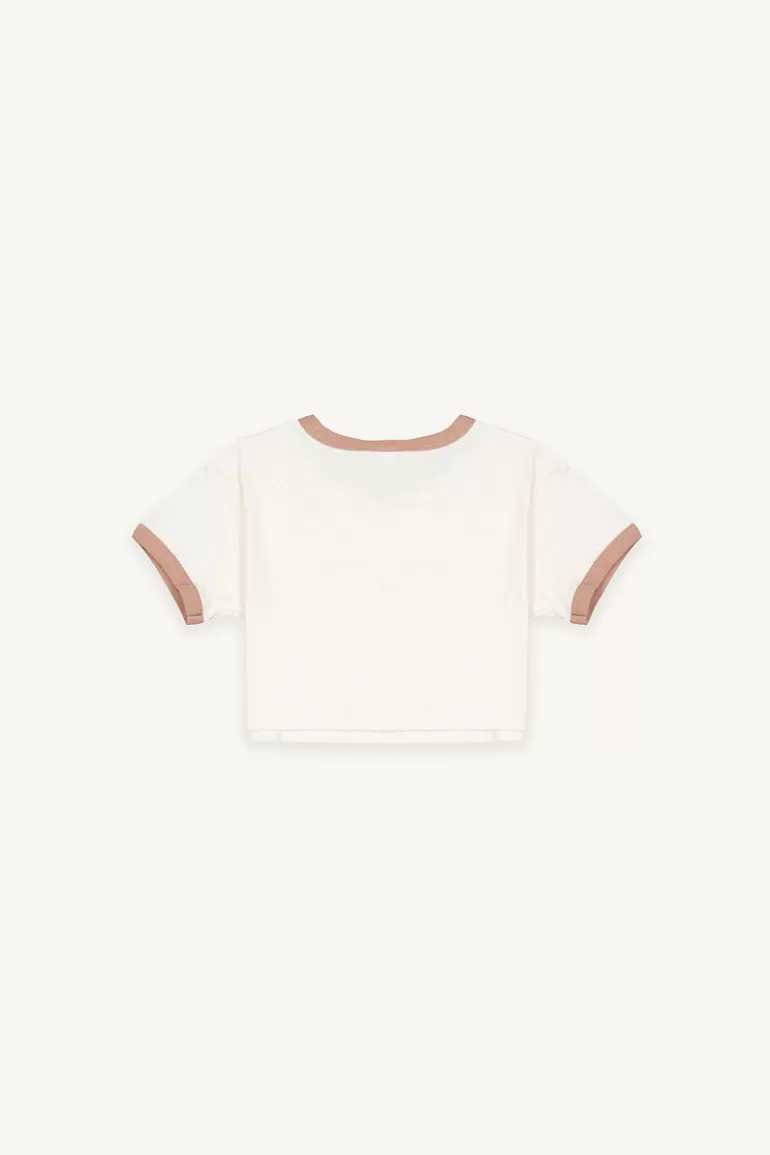 Kids Olive Clothing Mini Olive | Colour Contrast Crop Tee, Cream