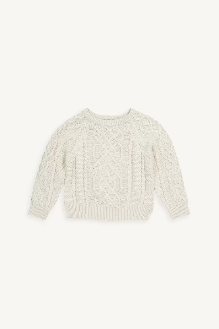 Kids Olive Clothing Mini Olive | Cotton Cable Jumper, Ivory