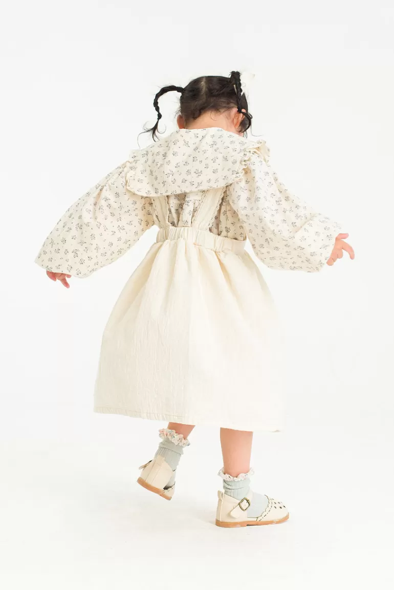 Kids Olive Clothing Mini Olive | Dana Pinafore Dress, Ivory