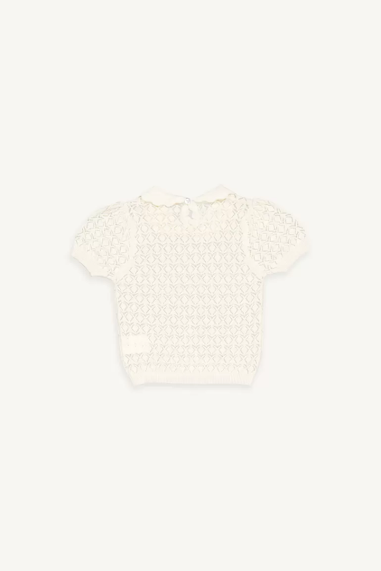 Kids Olive Clothing Mini Olive | Eyelet Collar Top, Ivory