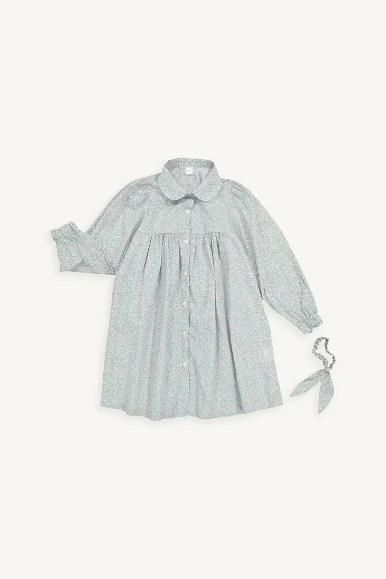 Kids Olive Clothing Mini Olive | Flower Shirt Dress With Hairband, Blue