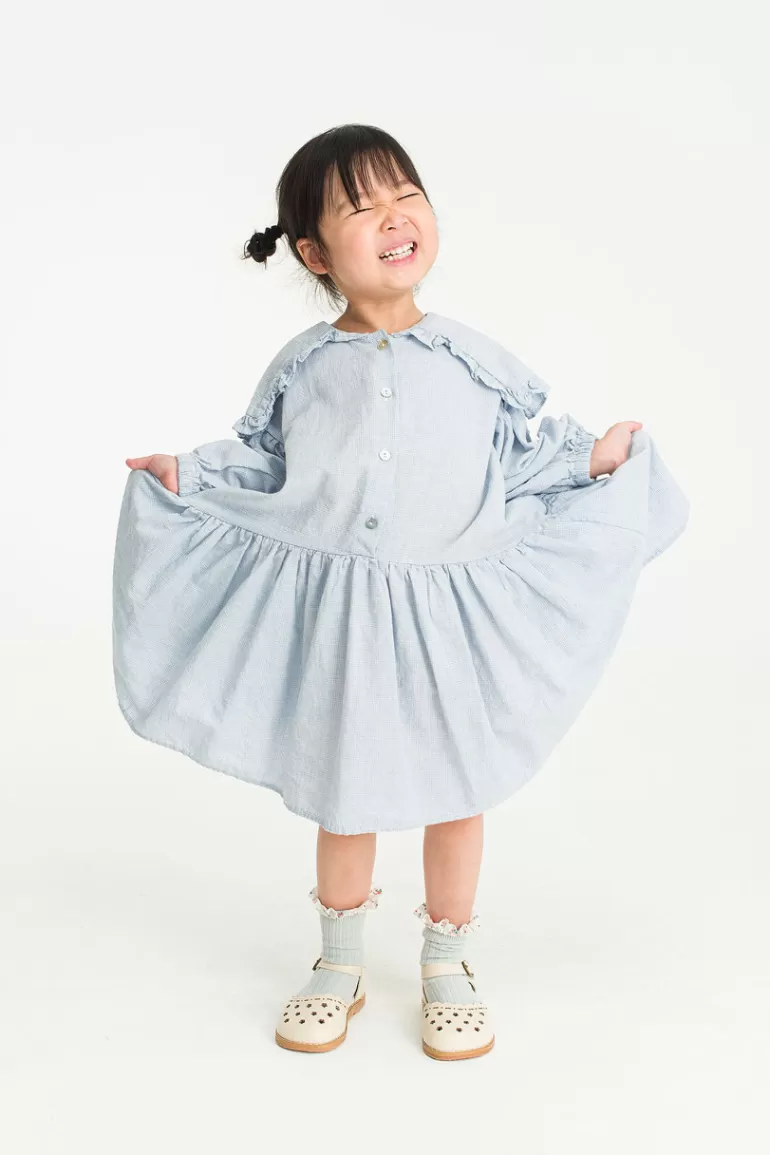 Kids Olive Clothing Mini Olive | Frill Collar Dress, Blue