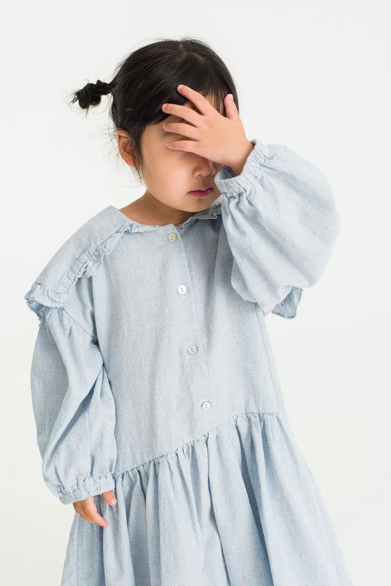 Kids Olive Clothing Mini Olive | Frill Collar Dress, Blue