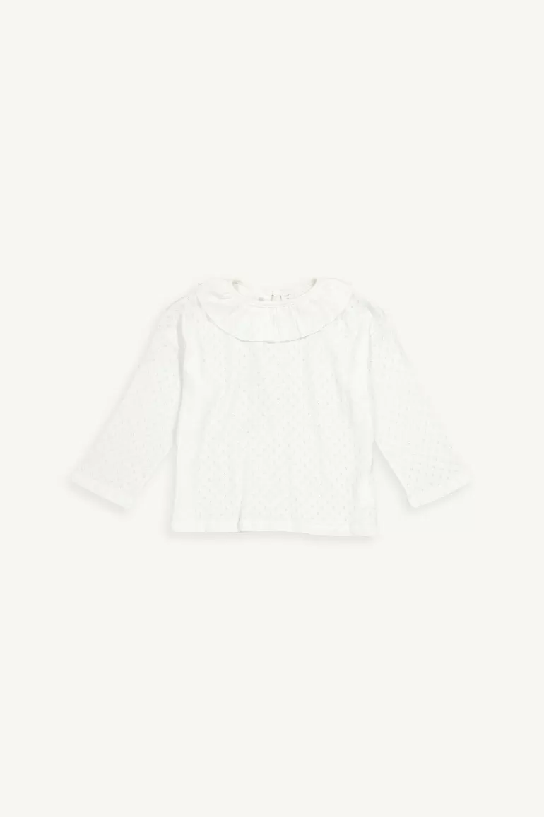 Kids Olive Clothing Mini Olive | Frill Detail Tee, Ivory