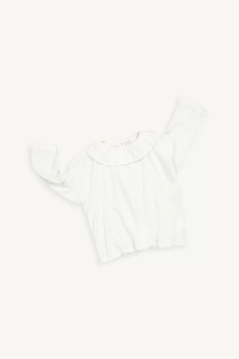 Kids Olive Clothing Mini Olive | Frill Detail Tee, Ivory