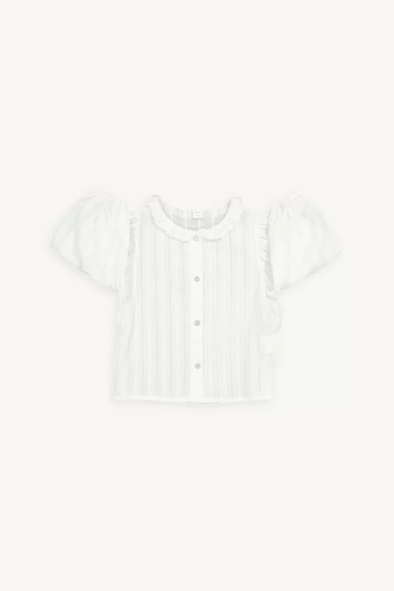 Kids Olive Clothing Mini Olive | Frill Neck Blouse, Ivory