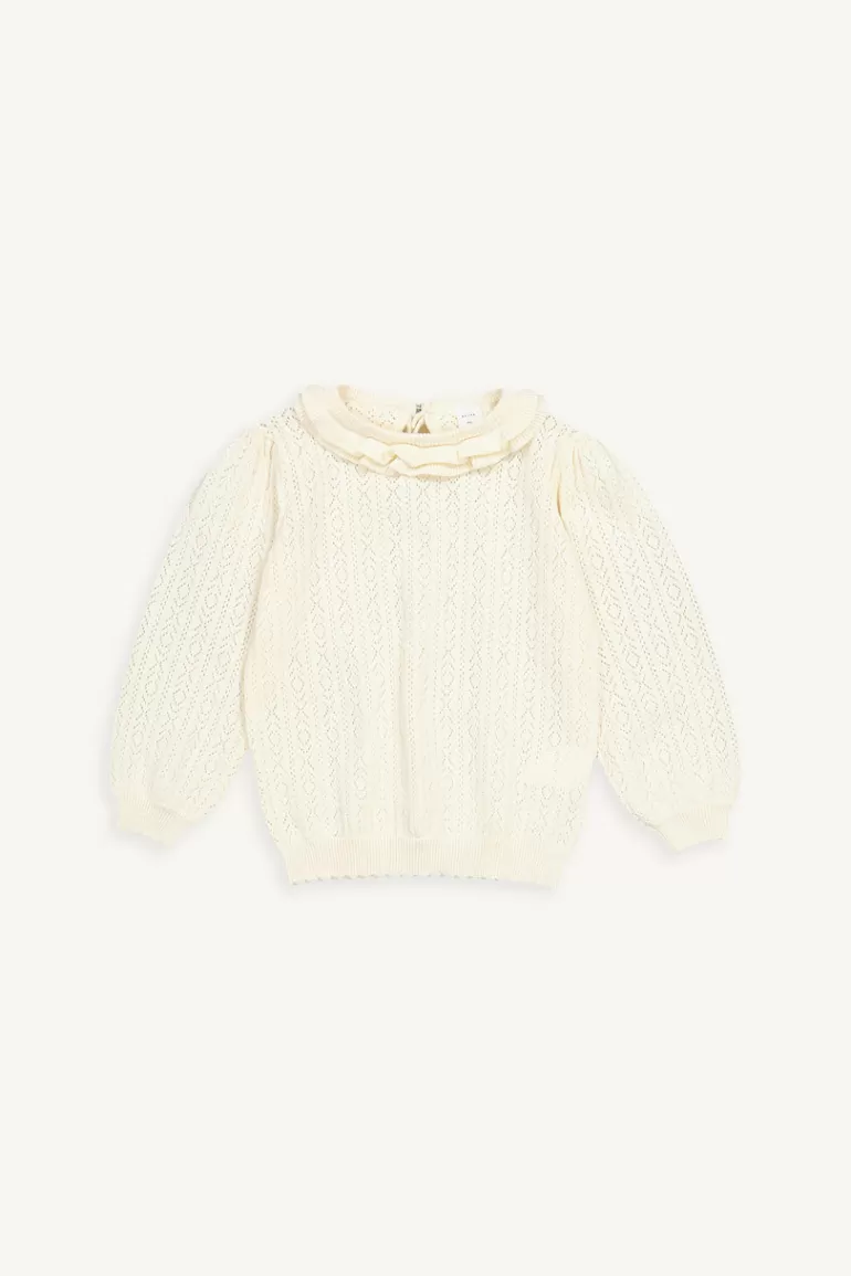 Kids Olive Clothing Mini Olive | Frill Neck Jumper, Ivory