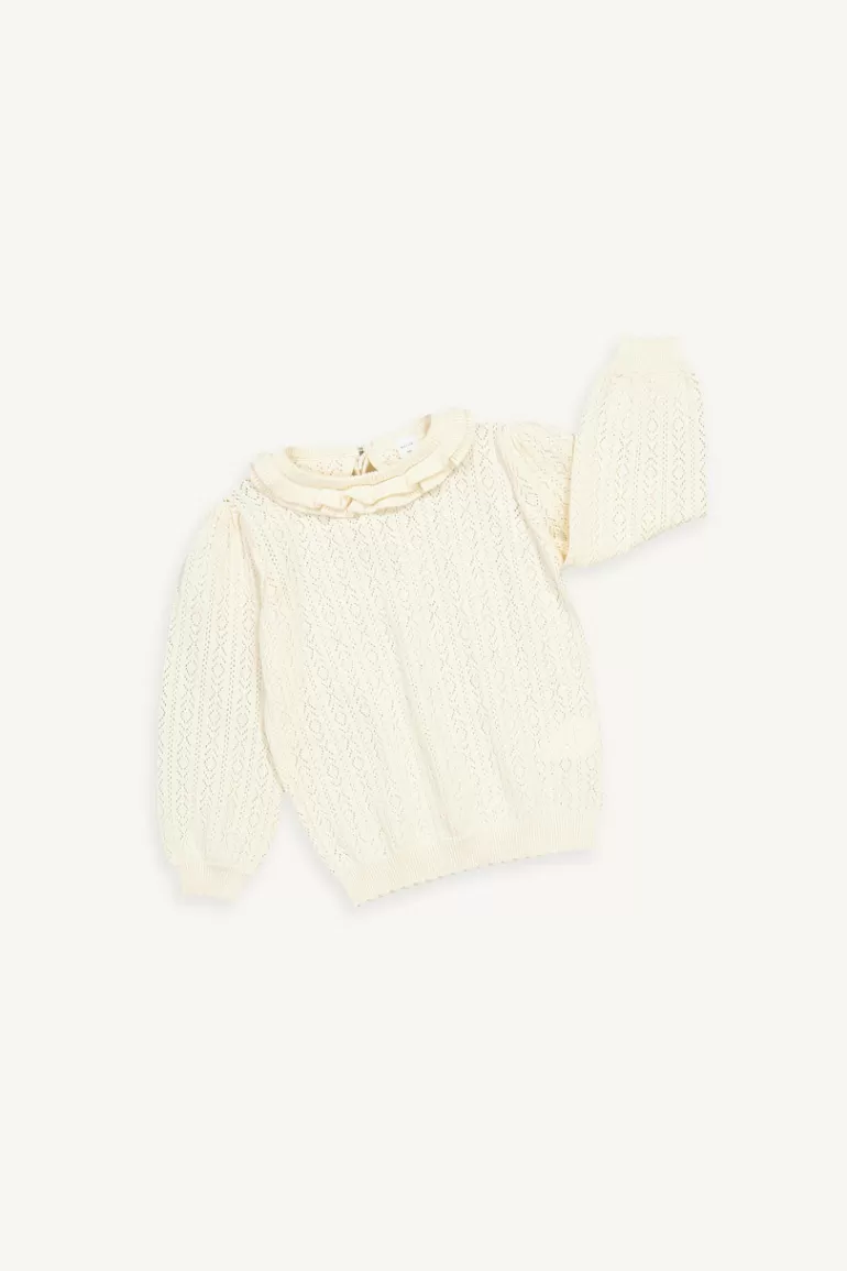 Kids Olive Clothing Mini Olive | Frill Neck Jumper, Ivory