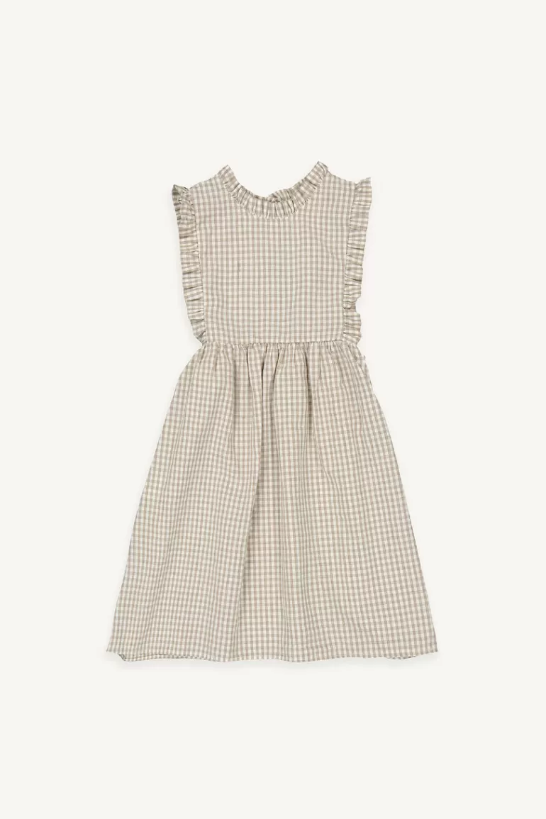 Kids Olive Clothing Mini Olive | Gingham Apron Dress, Beige