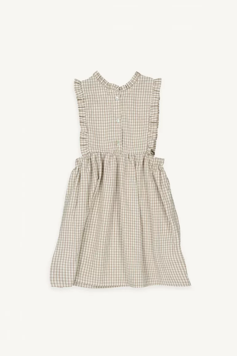 Kids Olive Clothing Mini Olive | Gingham Apron Dress, Beige