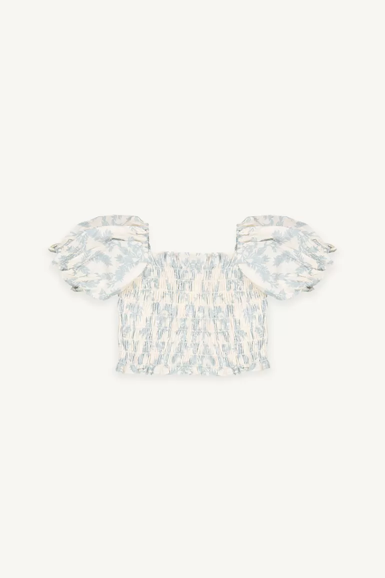 Kids Olive Clothing Mini Olive | Jane Flower Smoke Top, Light Blue