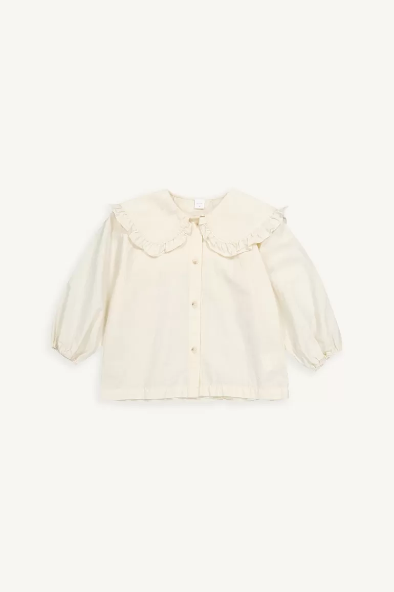 Kids Olive Clothing Mini Olive | Large Frill Collar Blouse, Ivory