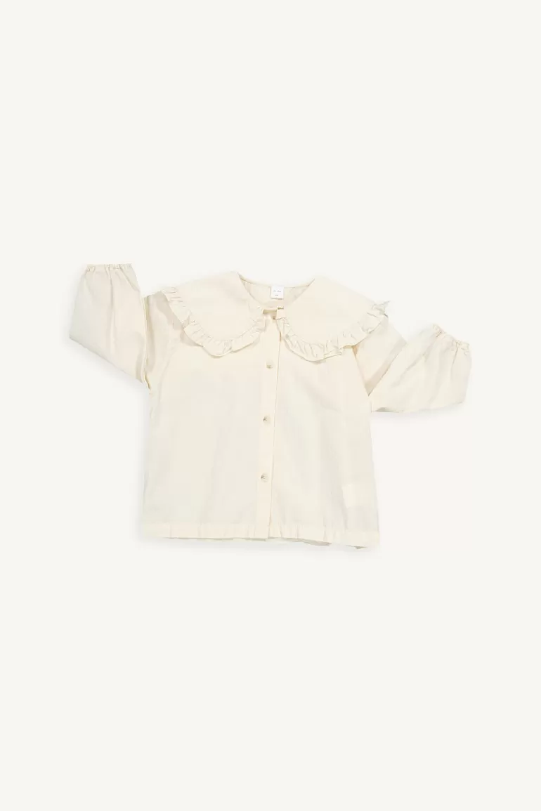 Kids Olive Clothing Mini Olive | Large Frill Collar Blouse, Ivory