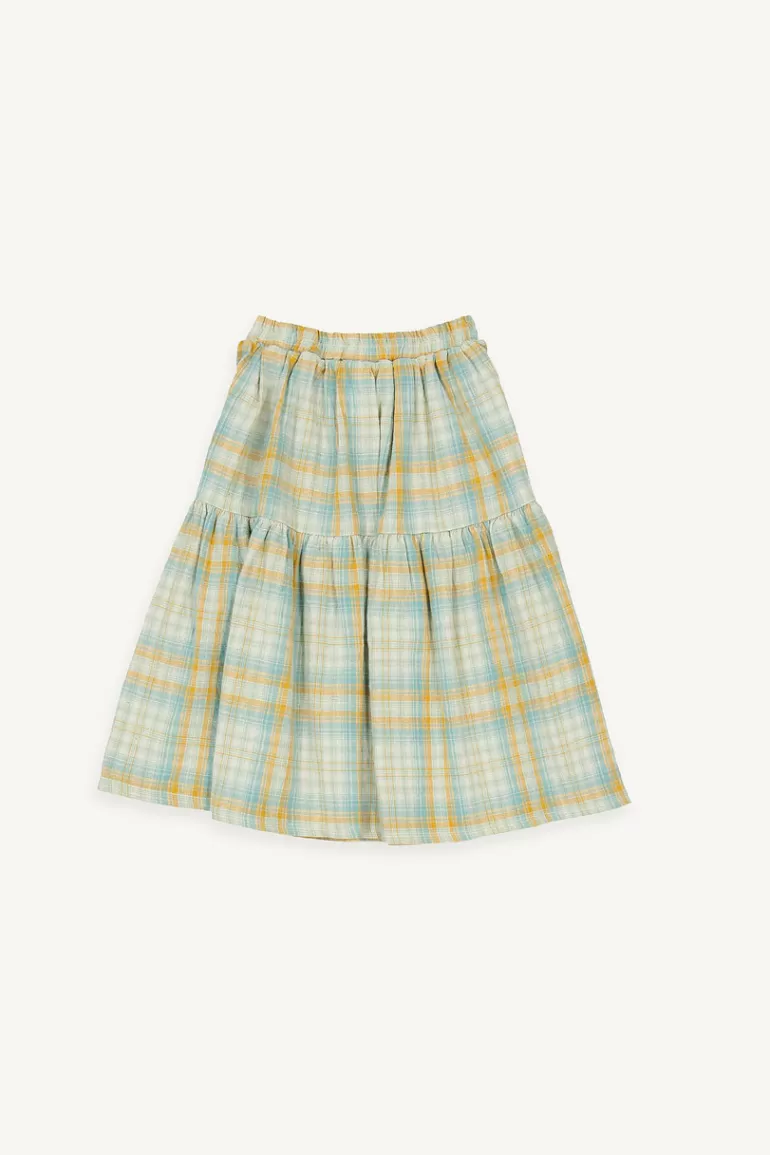 Kids Olive Clothing Mini Olive | Maxi Check Skirt, Light Blue