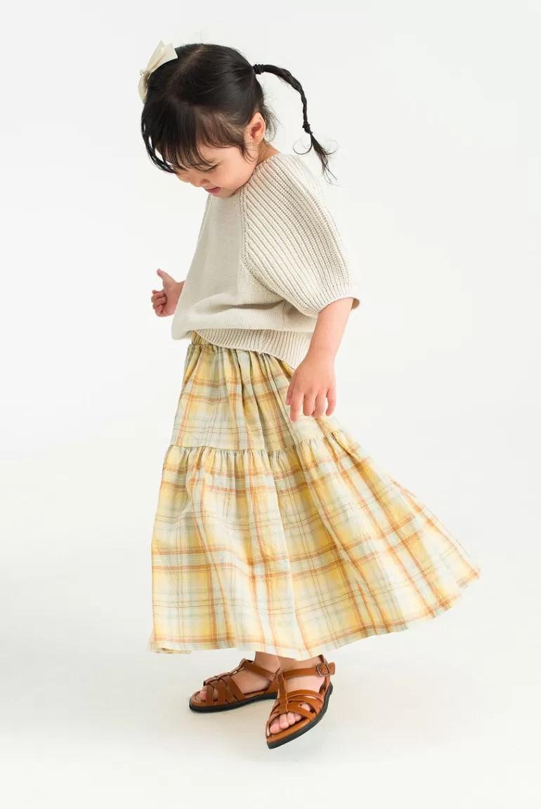 Kids Olive Clothing Mini Olive | Maxi Check Skirt, Light Yellow