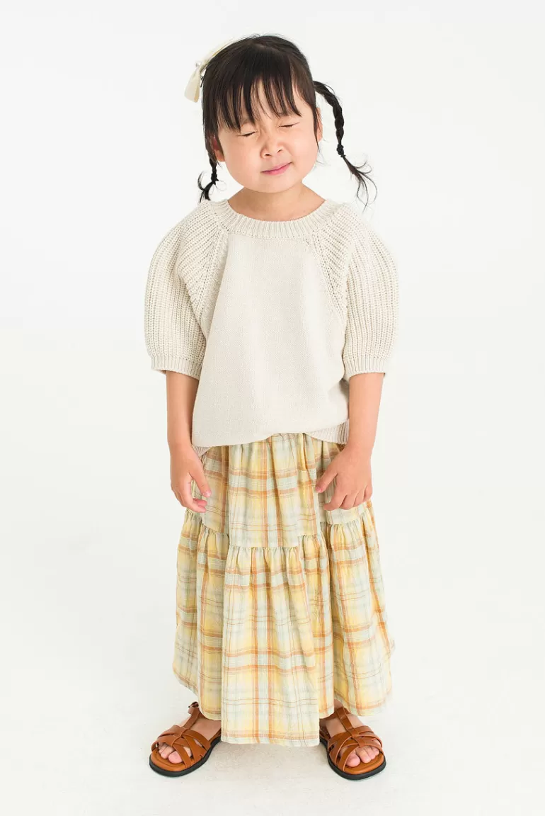 Kids Olive Clothing Mini Olive | Maxi Check Skirt, Light Yellow