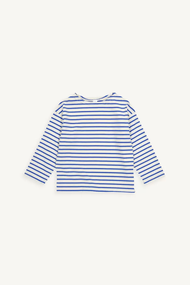 Kids Olive Clothing Mini Olive | Smile Patch Stripe Tee, Blue