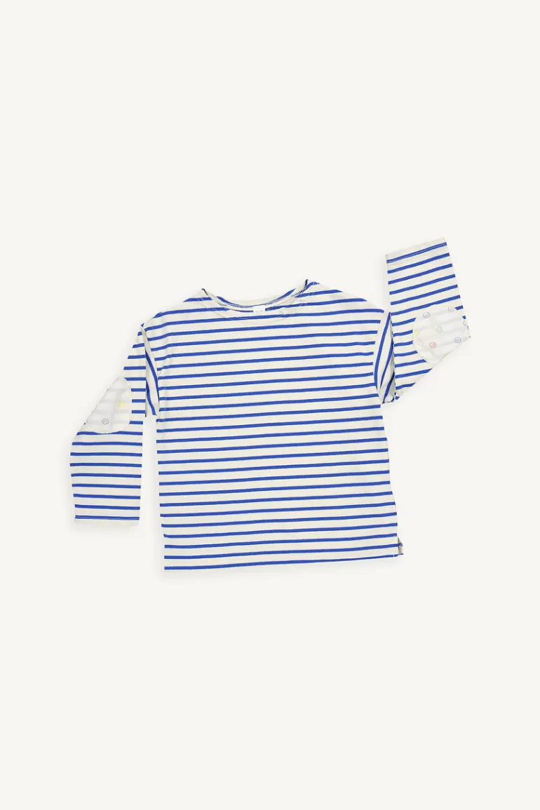 Kids Olive Clothing Mini Olive | Smile Patch Stripe Tee, Blue