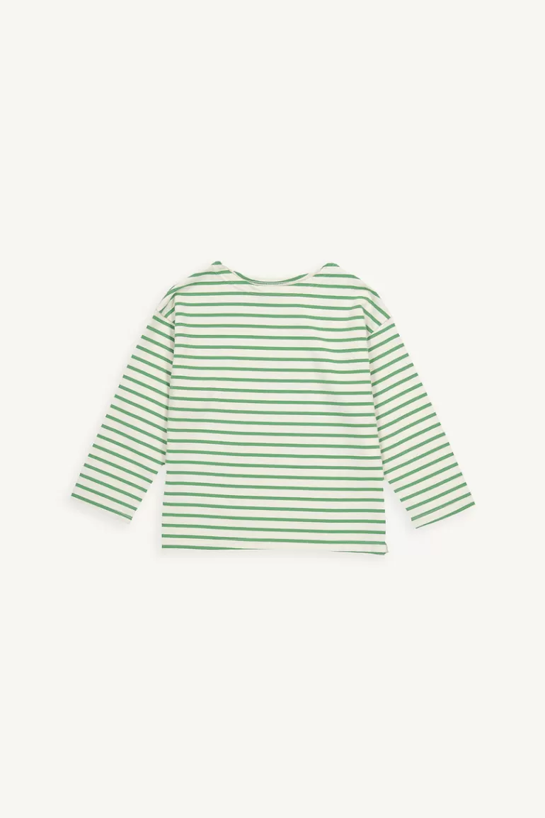 Kids Olive Clothing Mini Olive | Smile Patch Stripe Tee, Lime