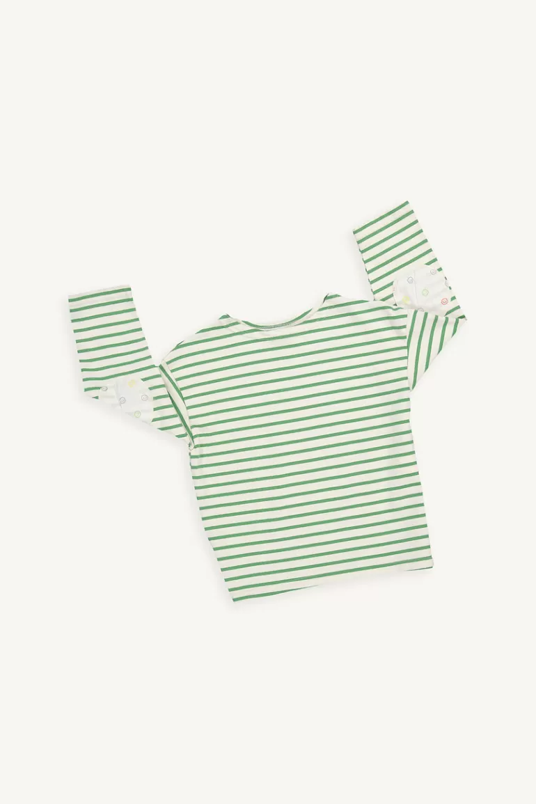 Kids Olive Clothing Mini Olive | Smile Patch Stripe Tee, Lime