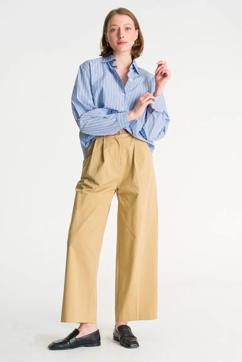 Women Olive Clothing Momo Pin Stripe Shirt, Blue