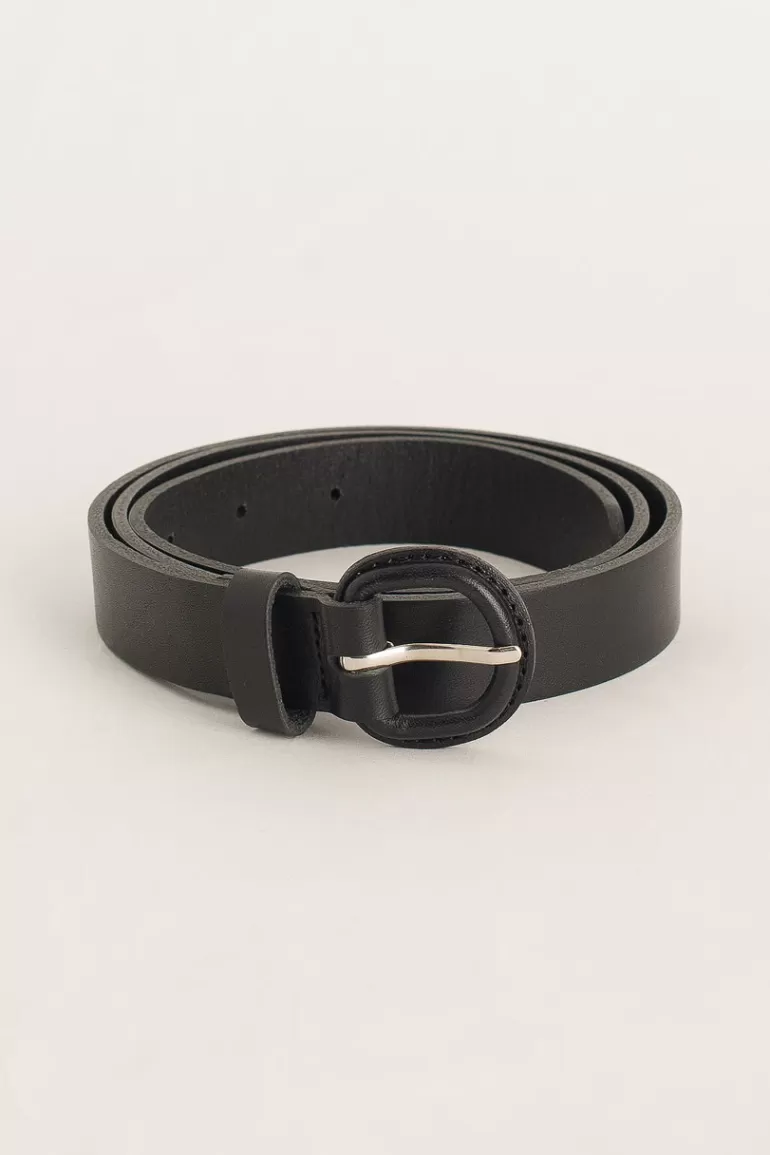 Women Olive Clothing Oval Ring Belt, Black