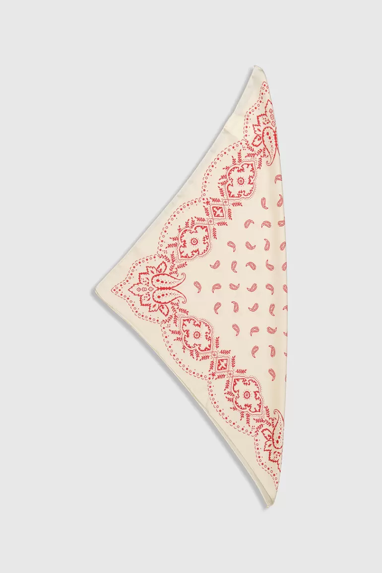 Women Olive Clothing Paisley Mini Scarf, Red