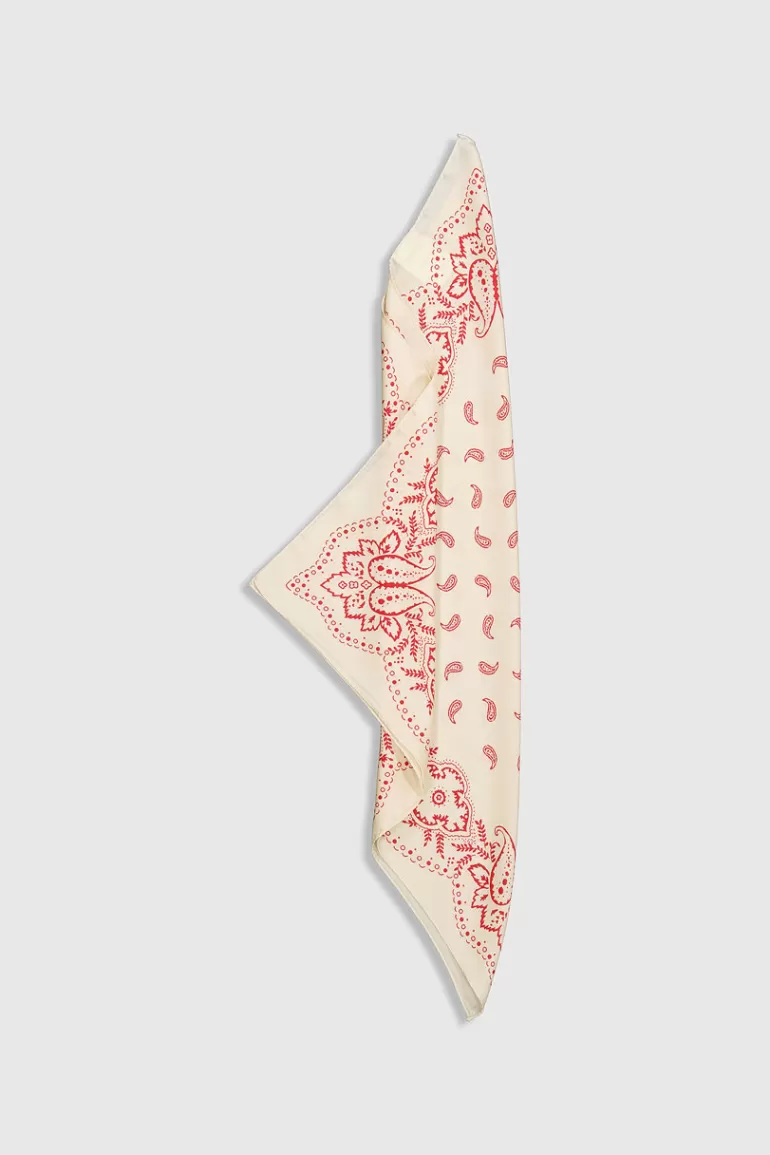 Women Olive Clothing Paisley Mini Scarf, Red