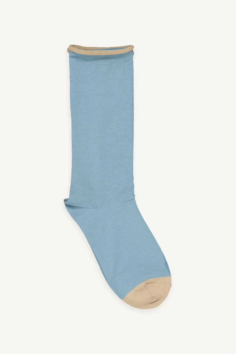 Women Olive Clothing Roll Neck Socks, Blue/Beige