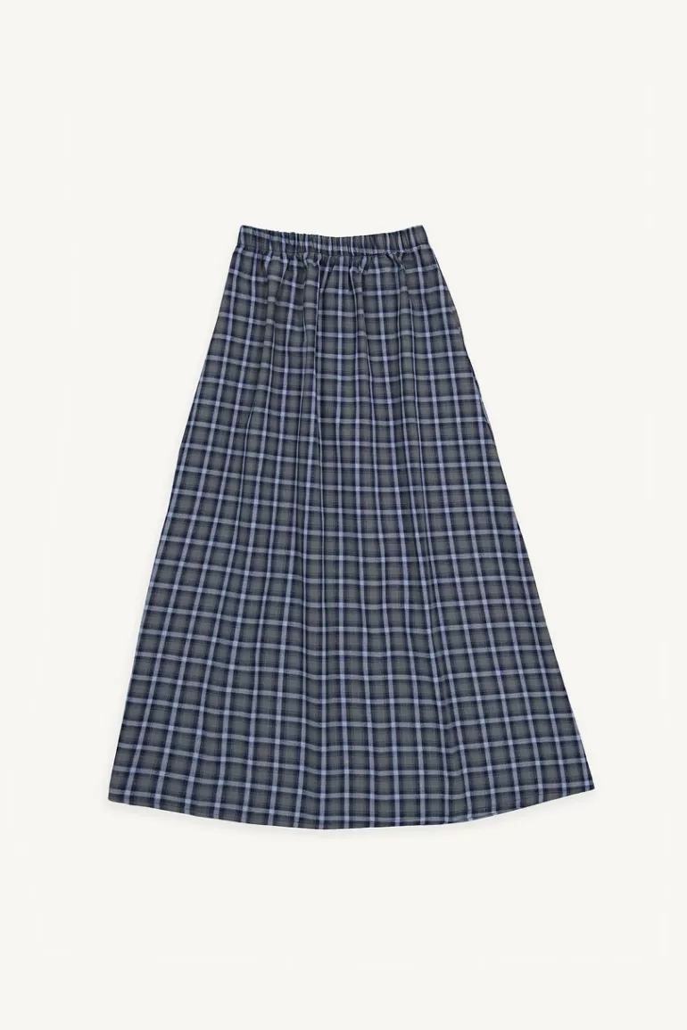 Women Olive Clothing Rosi Banded Check Skirt, Navy