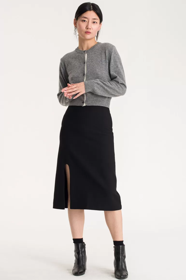 Women Olive Clothing Savari Knee Length Skirt, Black