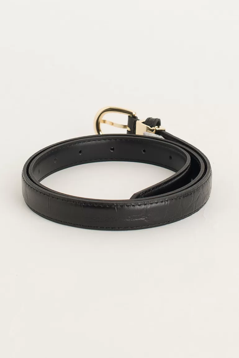 Women Olive Clothing Siena Half Oval Belt, Black