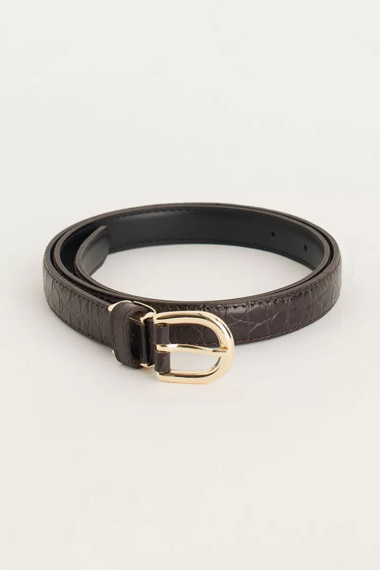 Women Olive Clothing Siena Half Oval Belt, Brown