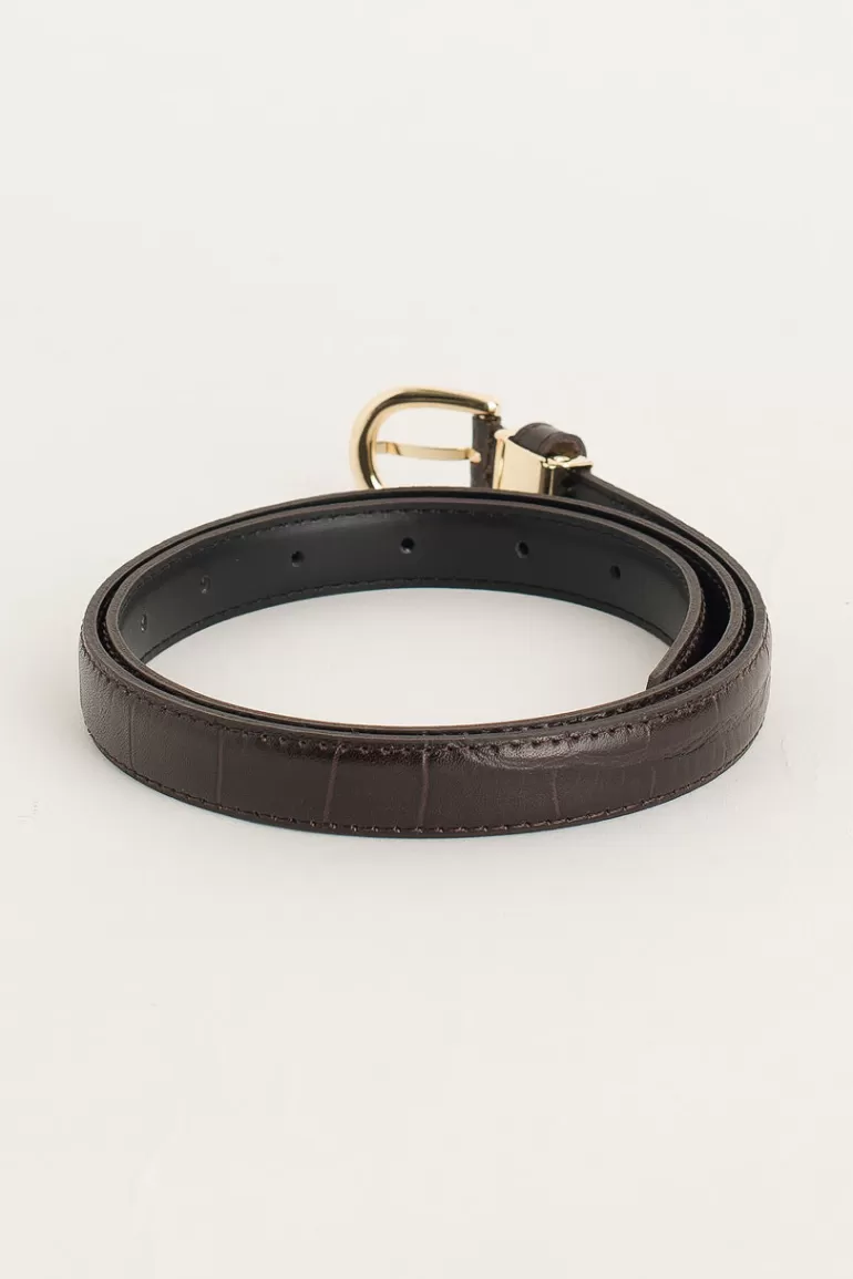 Women Olive Clothing Siena Half Oval Belt, Brown