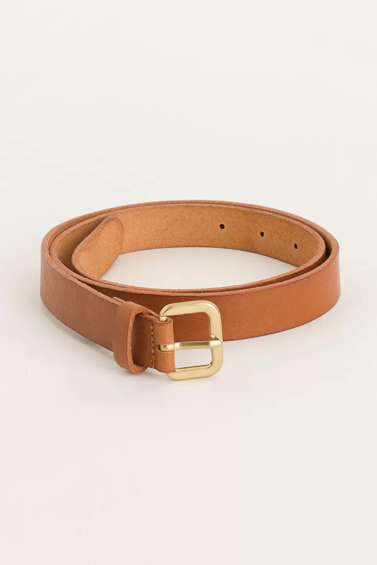 Women Olive Clothing Siena Mini Square Belt, Camel