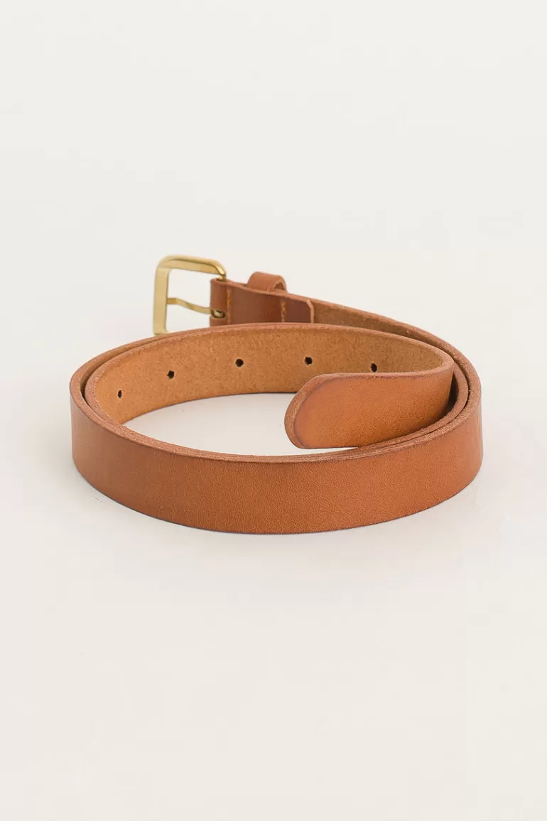 Women Olive Clothing Siena Mini Square Belt, Camel