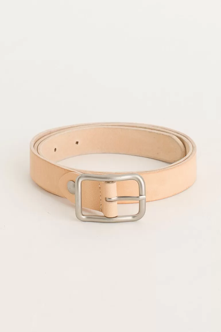 Women Olive Clothing Siena Square Buckle Belt, Beige