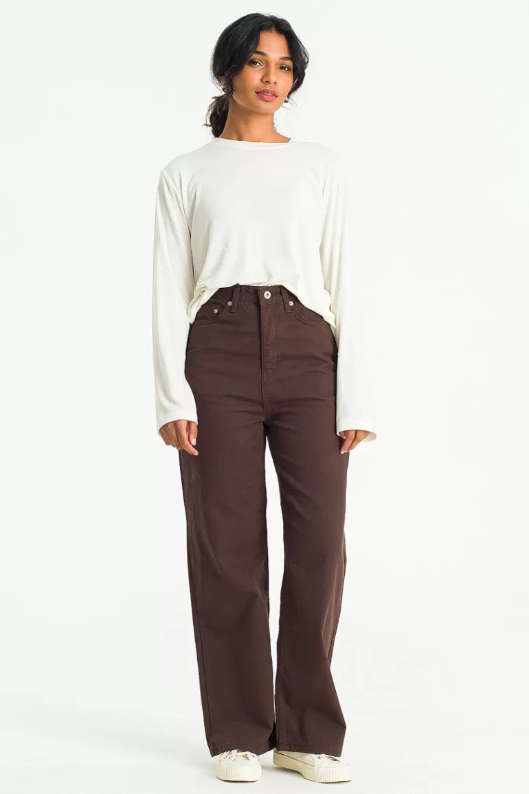 Women Olive Clothing Sienna Wide Denim Jean, Brown