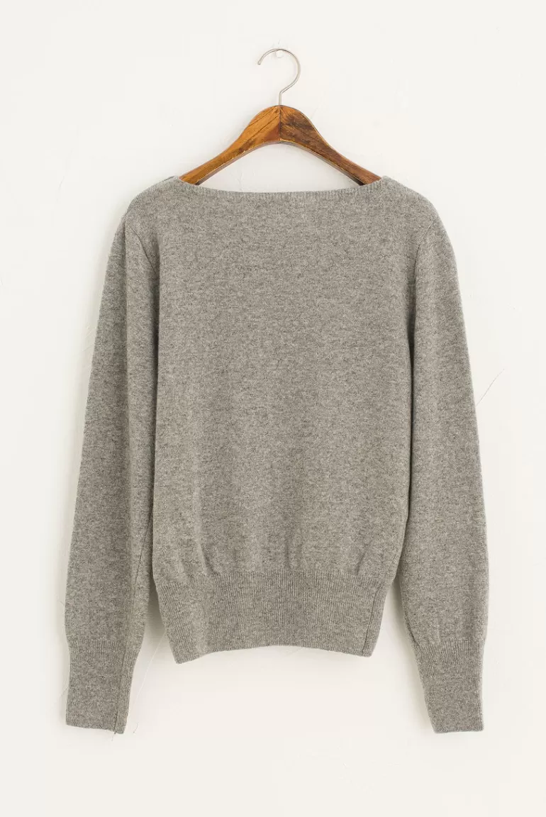 Women Olive Clothing Soft Boat Neck Jumper, Grey