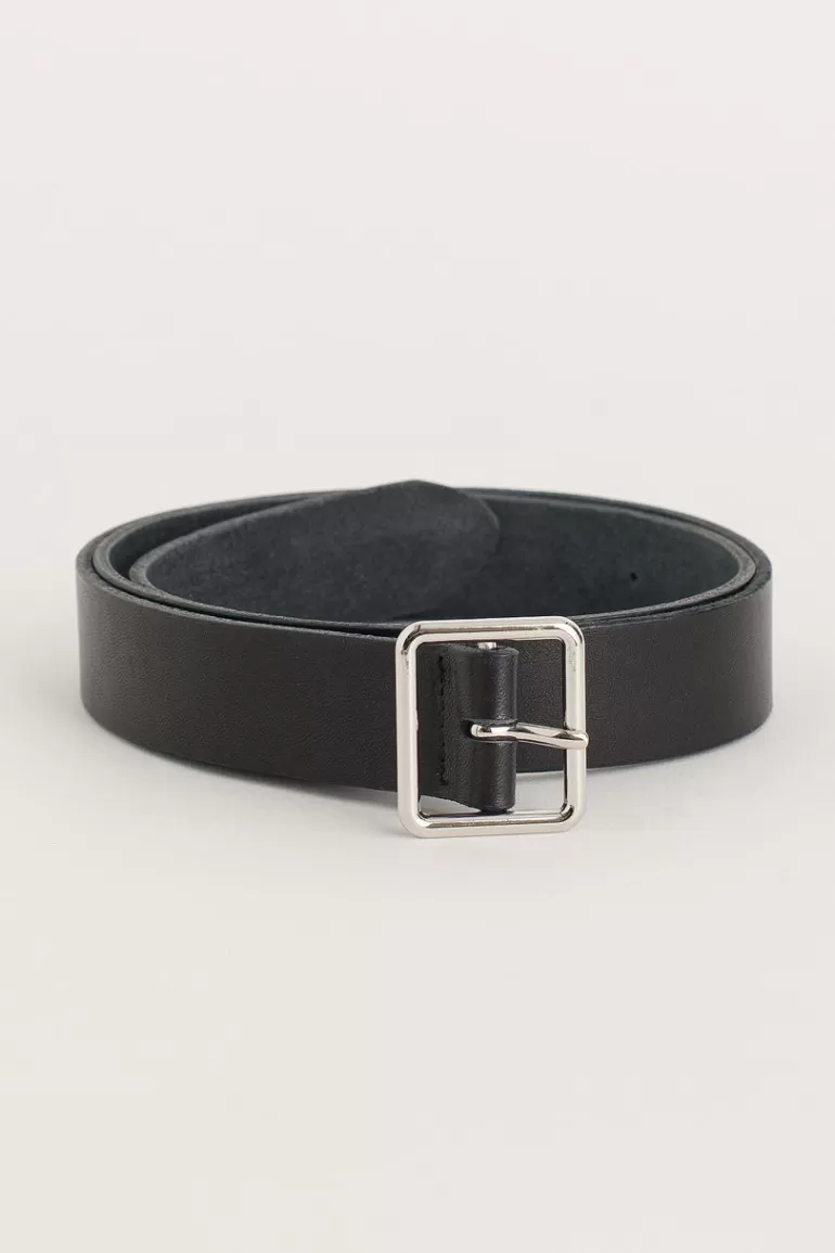 Women Olive Clothing Square Leather Belt, Black