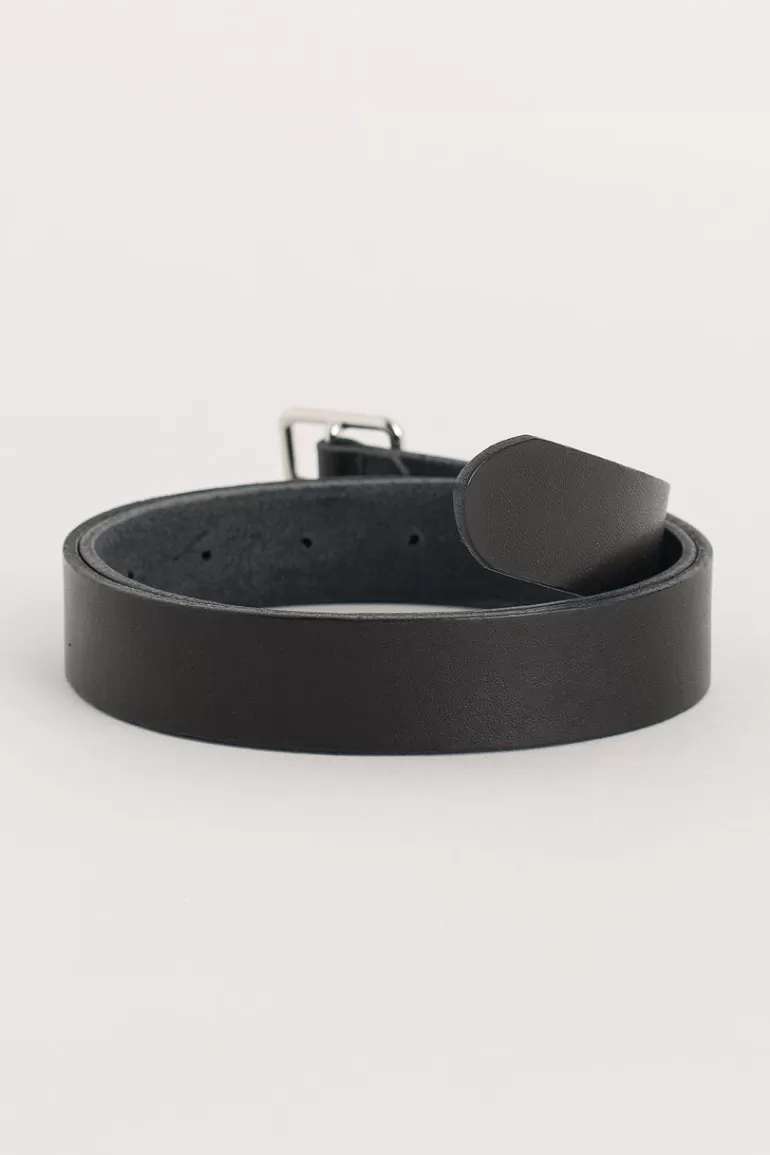 Women Olive Clothing Square Leather Belt, Black