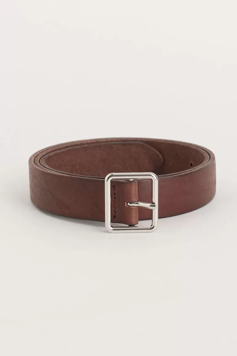 Women Olive Clothing Square Leather Belt, Brown