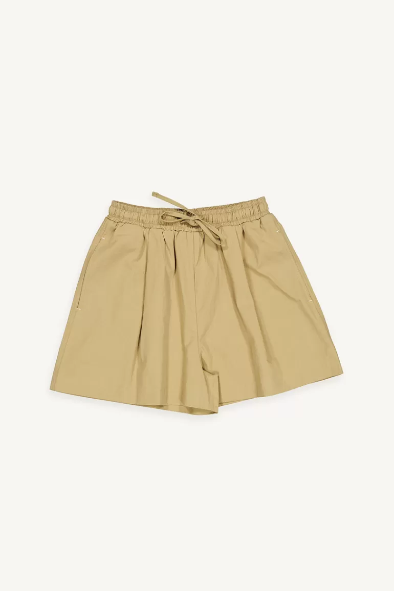 Women Olive Clothing Stitch Point Cotton Short, Brown